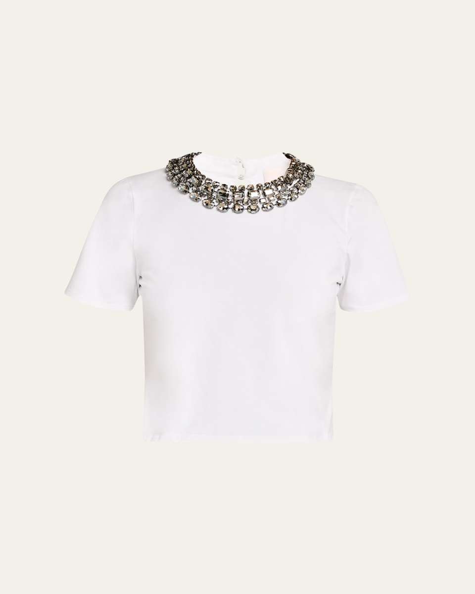 Cropped Crystal-Embellished Tee